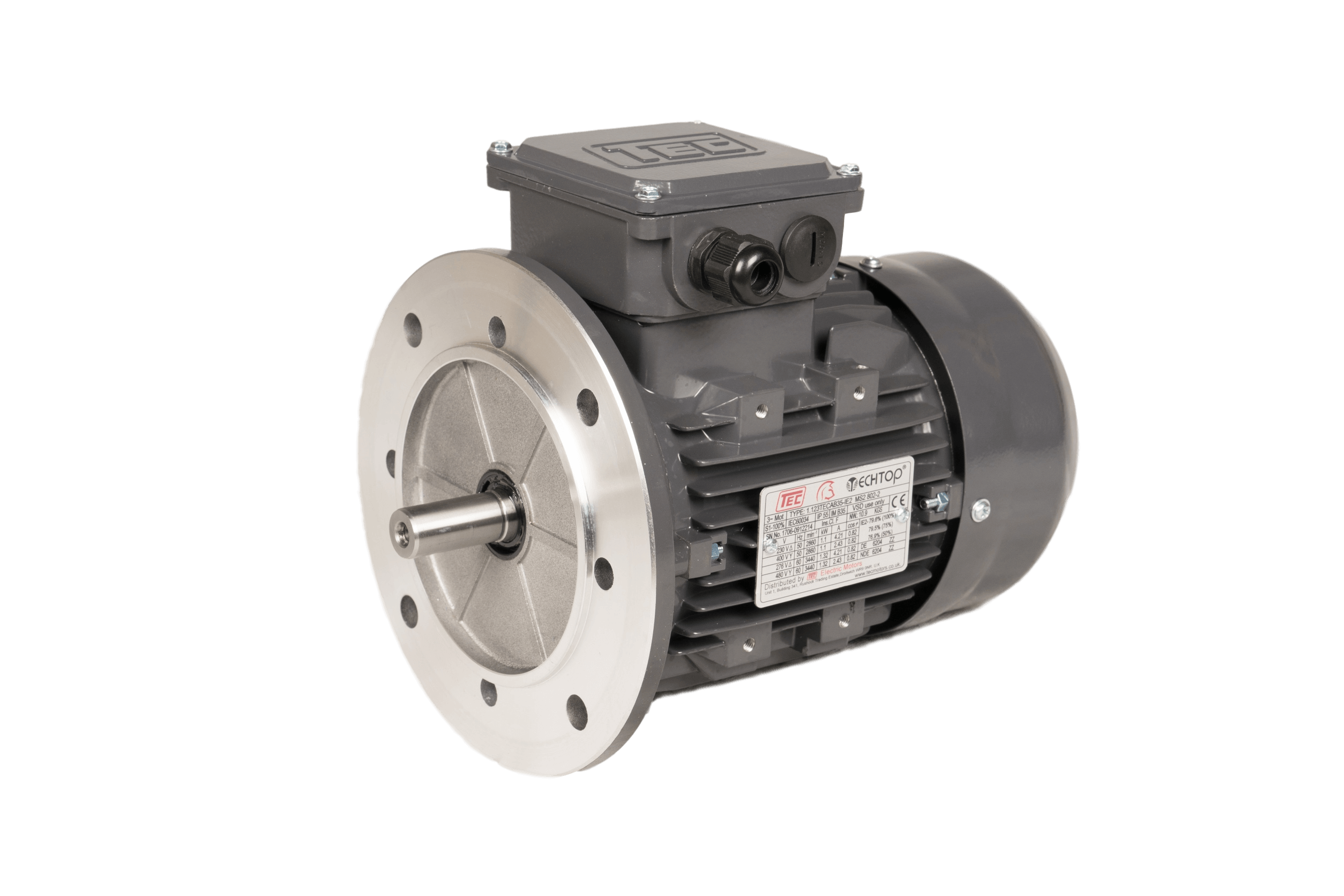 Three Phase 400v Electric Motor 1.1Kw 2 pole 3000rpm with flange and foot mount 