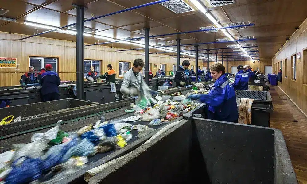 recycling factory using electric motors