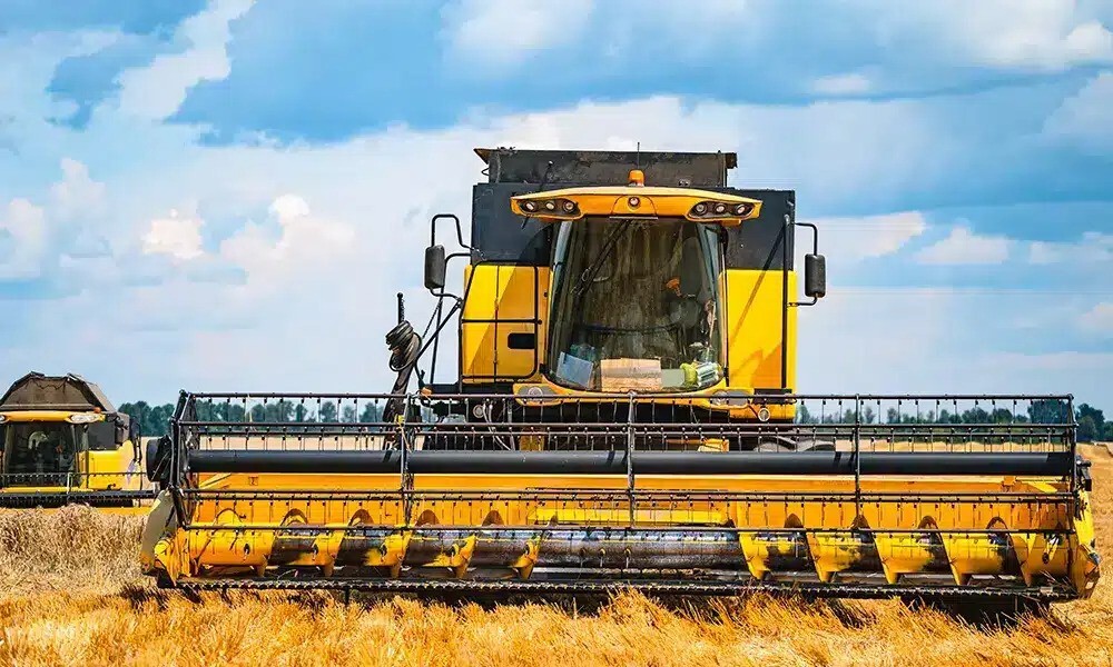 yellow-combine-harvester-in-wheat-field
